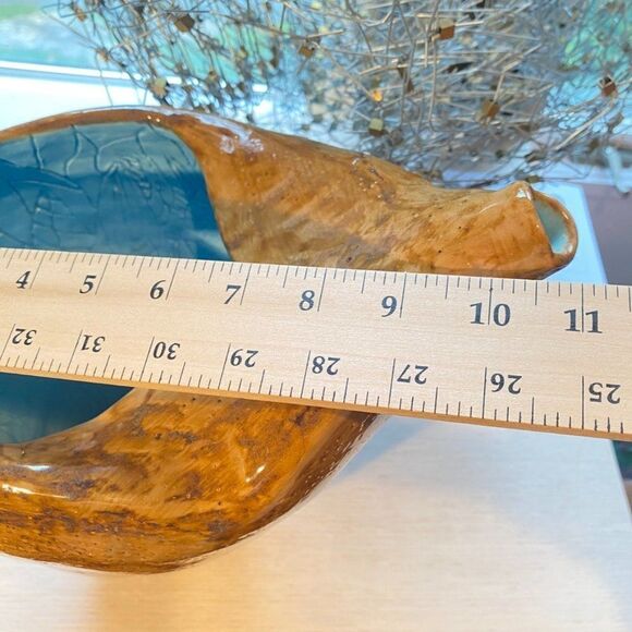 Vintage Handmade Glossy Ceramic Wood Print Vase - Picture 13 of 15